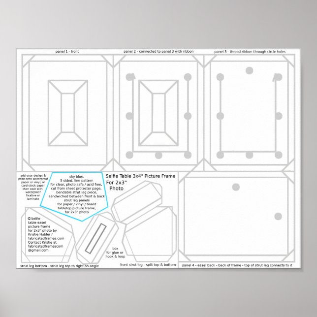 Selfie 3x4 Picture Frame For 2x3 Photo Printable Poster (Front)