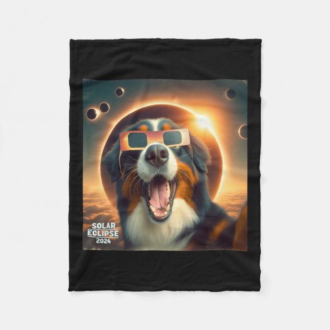 Selfie Bernese Mountain Dog Mens Solar Eclipse  Fleece Blanket (Front)