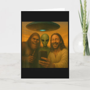 Selfie Bigfoot Jesus Alien - Cryptid Funny Sasquas Card