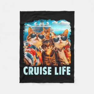 Selfie Cat Fun Cruise Buddies Ship Vacation Fleece Blanket