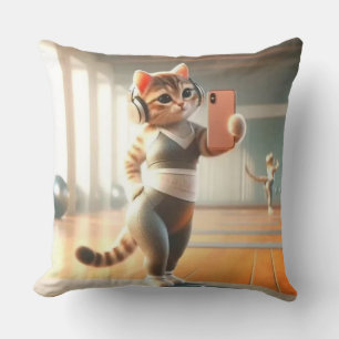  Selfie Cat Steals the Spotlight Throw Pillow