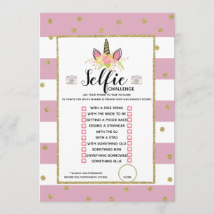 Selfie Challenge game Birthday party Invitation