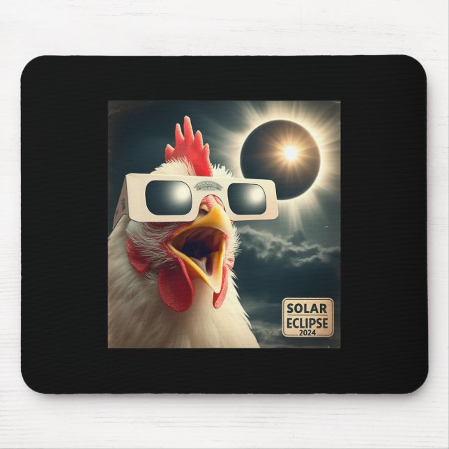 Selfie Chicken Kids Mens Solar Eclipse  Mouse Pad (Front)