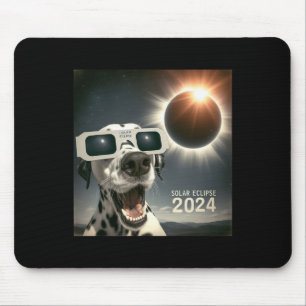 Selfie Dalmatian Kids Mens Solar Eclipse Dog Mouse Pad