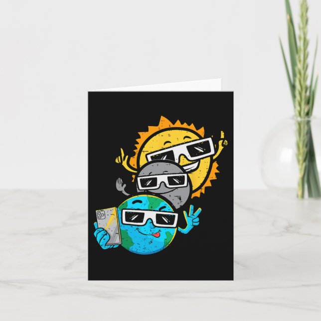 Selfie Earth Moon Sun Chaser Total Solar Eclipse 2 Card (Front)