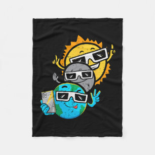 Selfie Earth Moon Sun Chaser Total Solar Eclipse 2 Fleece Blanket
