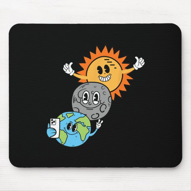 Selfie Earth Moon Sun Solar Eclipse April 08  Mouse Pad (Front)