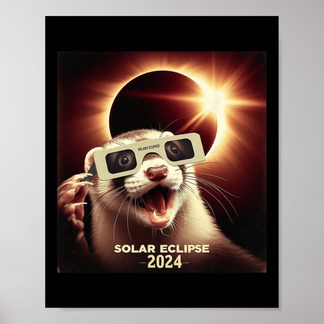 Selfie Ferret Kids Mens Solar Eclipse Ferret  Poster (Front)