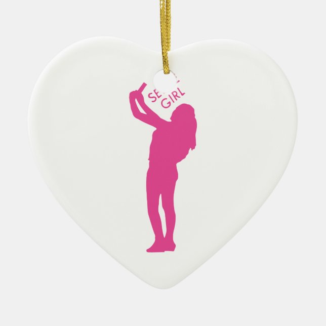 Selfie Girl Graphic Ceramic Ornament (Front)