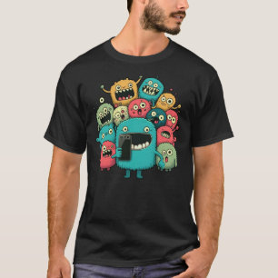 Selfie Group of Monsters Silly Face Group Photo Cu T-Shirt