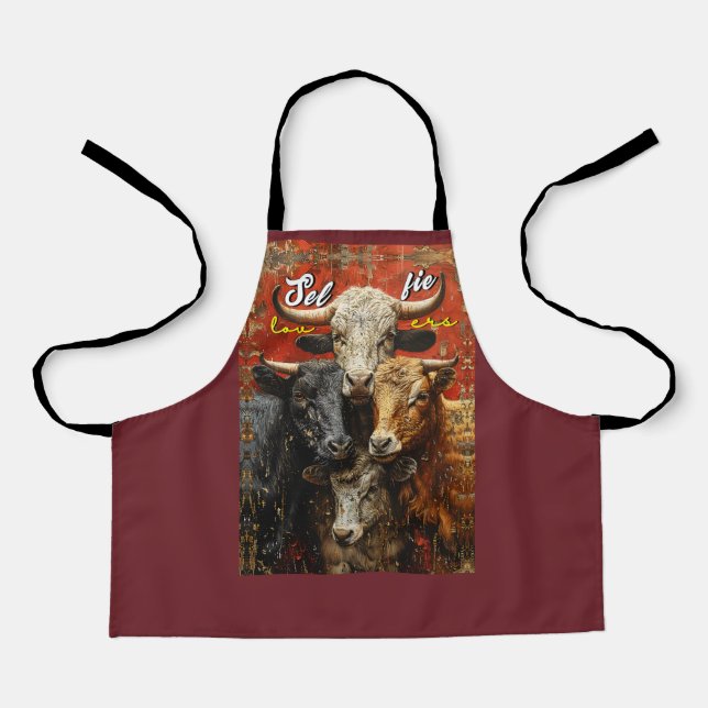 Selfie Lovers Cows Apron (Front)