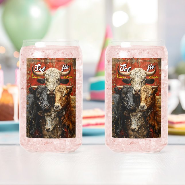 Selfie Lovers Cows Can Glass (Insitu (Birthday))