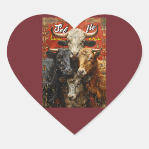 Selfie Lovers Cows Heart Sticker