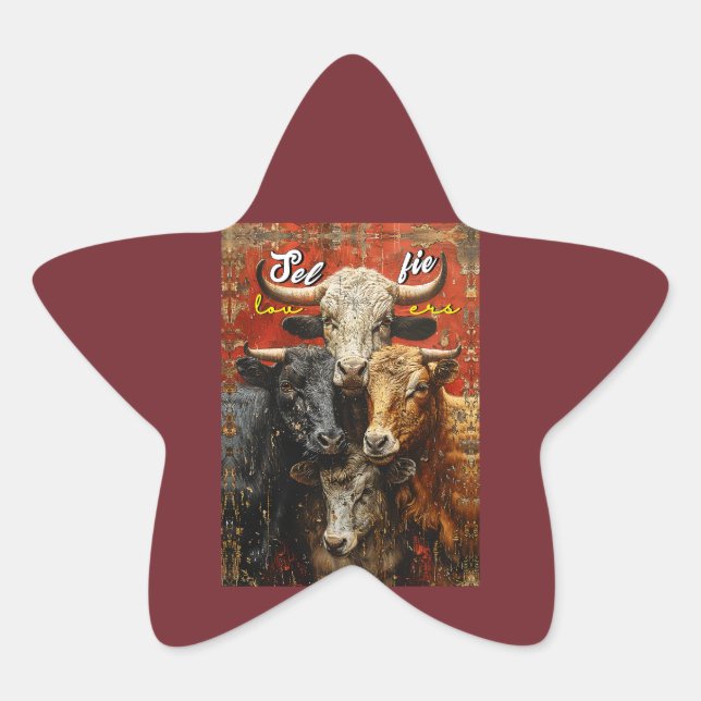 Selfie Lovers Cows Star Sticker (Front)