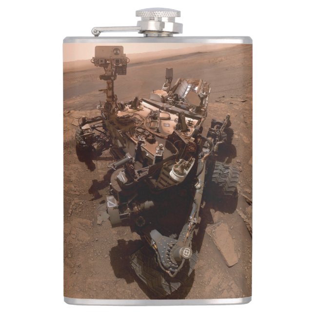 Selfie of Mars Curiosity Red Martian Landscape Hip Flask (Front)