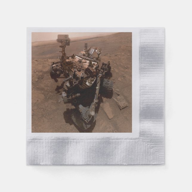 Selfie of Mars Curiosity Red Martian Landscape Napkin (Front)