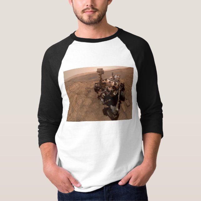 Selfie of Mars Curiosity Red Martian Landscape T-Shirt (Front)
