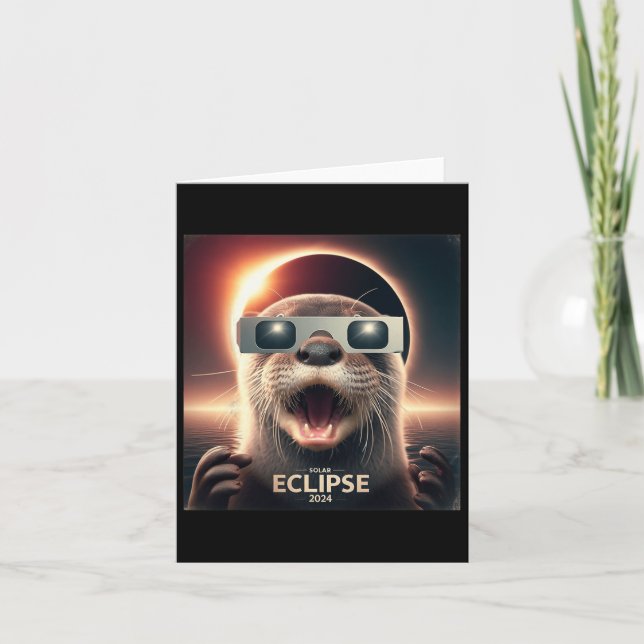 Selfie Otter Kids Mens Solar Eclipse  Card (Front)