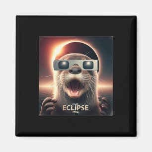 Selfie Otter Kids Mens Solar Eclipse Magnet