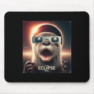 Selfie Otter Kids Mens Solar Eclipse Mouse Pad