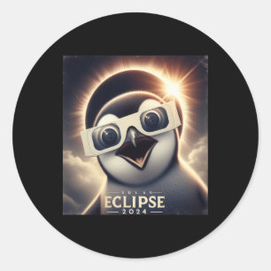 Selfie Penguin Kids Mens Solar Eclipse  Classic Round Sticker