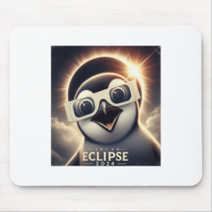 Selfie Penguin Kids Mens Solar Eclipse  Mouse Pad
