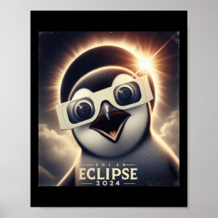Selfie Penguin Kids Mens Solar Eclipse  Poster