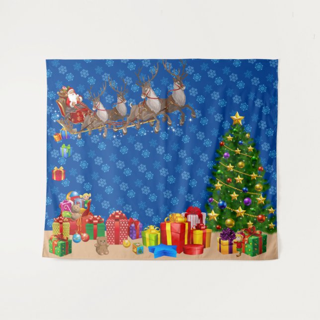 Selfie Photo Christmas Santa Gift Drop Tapestry (Front (Horizontal))