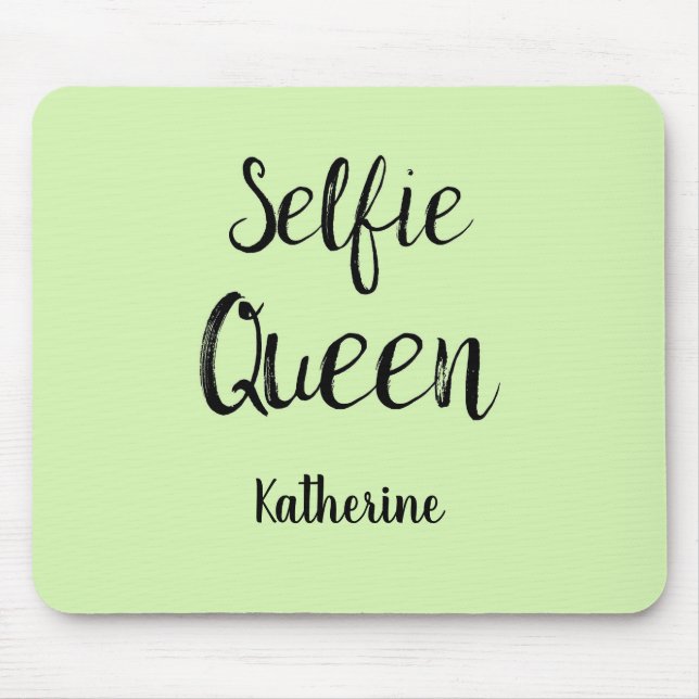 Selfie Queen Name Personalised Apple Lime Green Mouse Pad (Front)