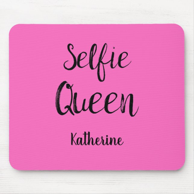 Selfie Queen Name Personalised Fuchsia Hot Pink Mouse Pad (Front)