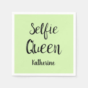 Selfie Queen Name Personalised Lime Green Napkin