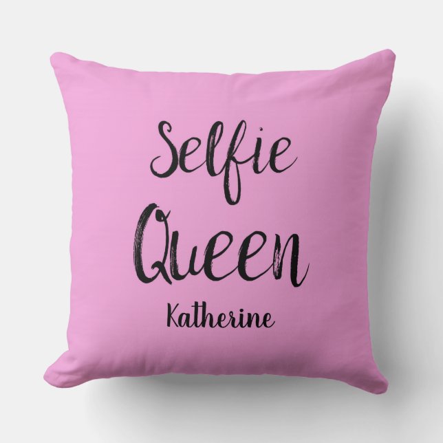 Selfie Queen Name Personalised Pink Cushion (Front)