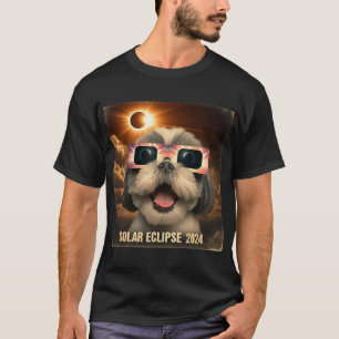 Selfie Shih Tzu Kids Mens Solar Eclipse T-Shirt