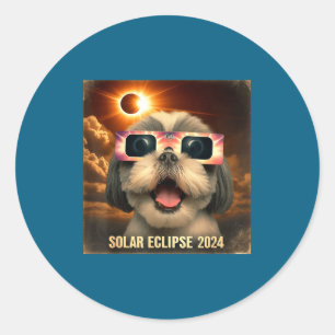 Selfie Shih Tzu Womens Mens Classic Round Sticker