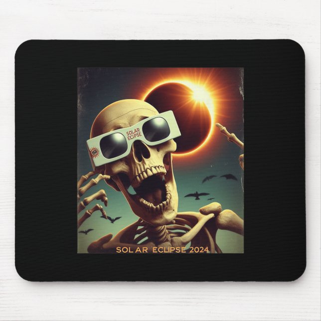 Selfie Skeleton Kids Mens Solar Eclipse 1  Mouse Pad (Front)