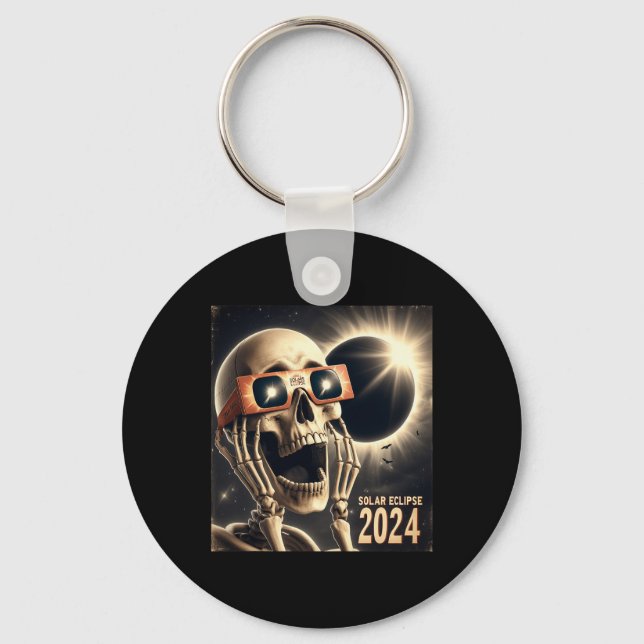 Selfie Skeleton Kids Mens Solar Eclipse 2  Key Ring (Front)