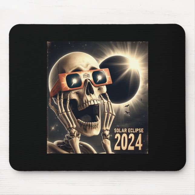 Selfie Skeleton Kids Mens Solar Eclipse 2  Mouse Pad (Front)