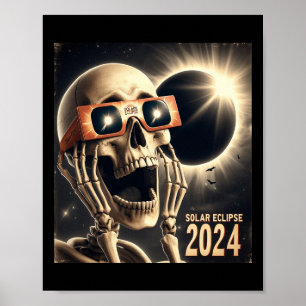 Selfie Skeleton Kids Mens Solar Eclipse 2 Poster