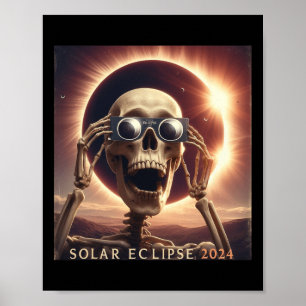 Selfie Skeleton Kids Mens Solar Eclipse Poster