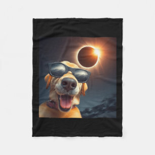 Selfie Solar Eclipse Wearing Gles Fun Dog Lovers Fleece Blanket
