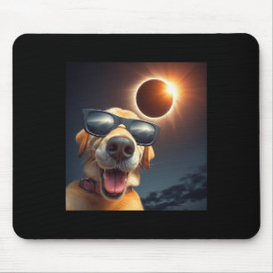 Selfie Solar Eclipse Wearing Gles Fun Dog Lovers Mouse Pad