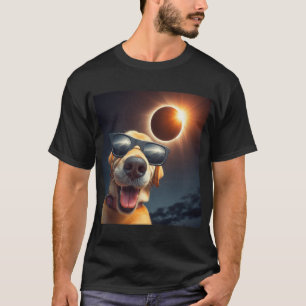 Selfie Solar Eclipse Wearing Gles Fun Dog Lovers T-Shirt