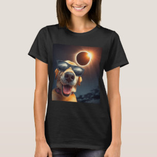 Selfie Solar Eclipse Wearing Gles Fun Dog Lovers  T-Shirt