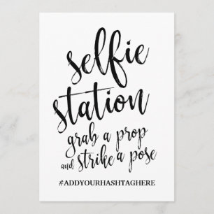 Selfie Station Black and White Affordable Sign Invitation