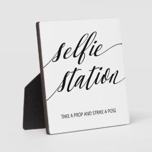 Selfie Station sign Tabletop Plaque with Easel