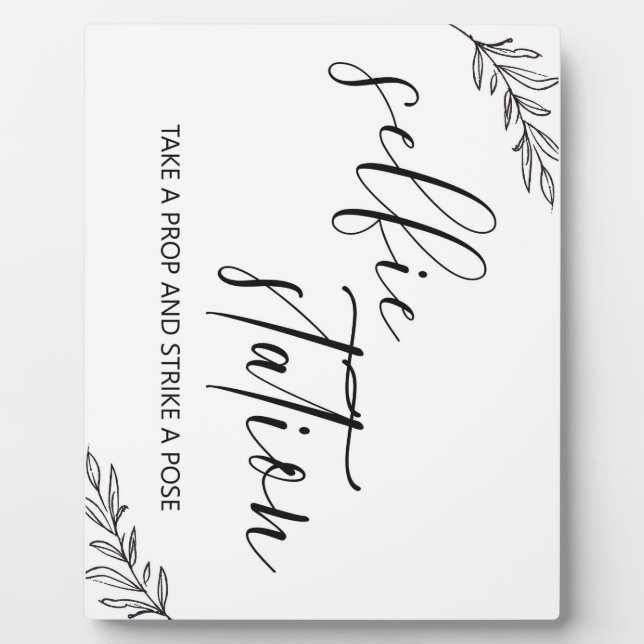 Selfie station sign Tabletop Plaque with Easel (Front)