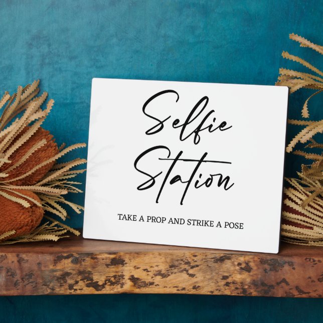 Selfie station sign Tabletop Plaque with Easel (Side)
