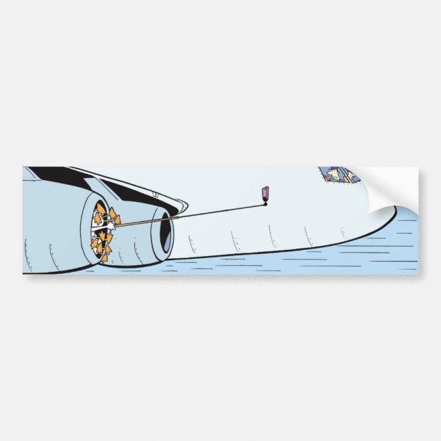 Selfie Stick Cartoon Aviation Bumper Sticker (Front)