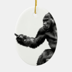 selfie stick ceramic ornament