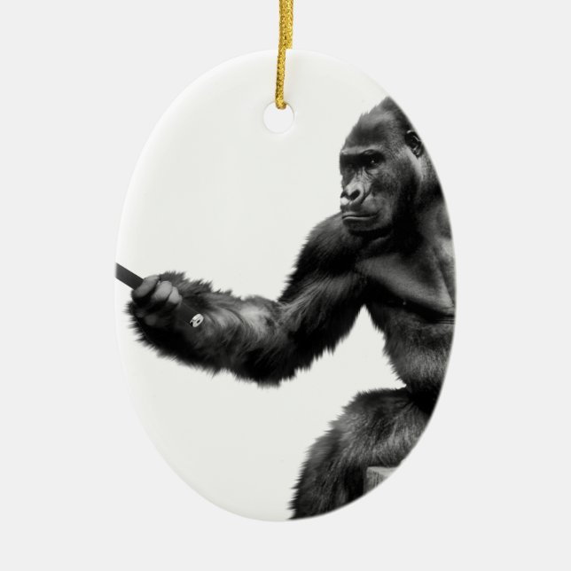 selfie stick ceramic ornament (Front)